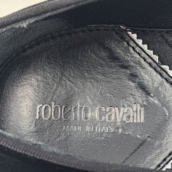 ROBERTO CAVALLI Men's Black Velvet Embroidered Loafers - Picture 7 of 10